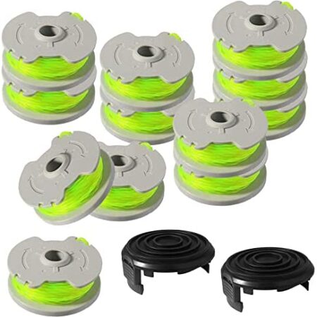 14 Pack Replacement Spools for Lawn Trimmer, WA0014 20ft 0.065" String Trimmer Replacement Spool Line for Worx WG168 WG184 WG190 WG191 Weed Eater String Edger Spool Line 12 Spools 2 WA0037 Cap Covers