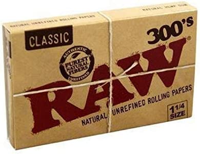 Raw 300's Natural Unrefined Classic 1 1/4 Size Rolling Paper - 300 Sheets, 1 pack