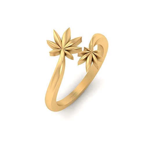 Solid 14k Yellow Gold Marijuana Engagement Ring Cannabis Leaf Ring Stoner Jewelry