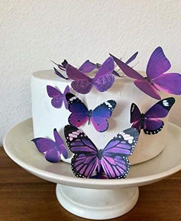 Sugar Robot Inc. Edible Butterflies - Assorted Royal Purple Premium Crafted Made in the USA - Cake and Cupcake Toppers, Decoration (1 Royal Purple)